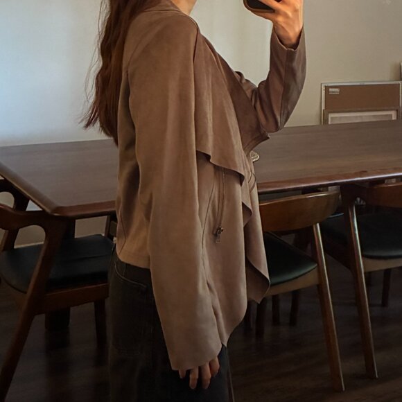 Vigoss Faux Suede Jacket with Drape Collar - Size Small - Picture 2 of 12